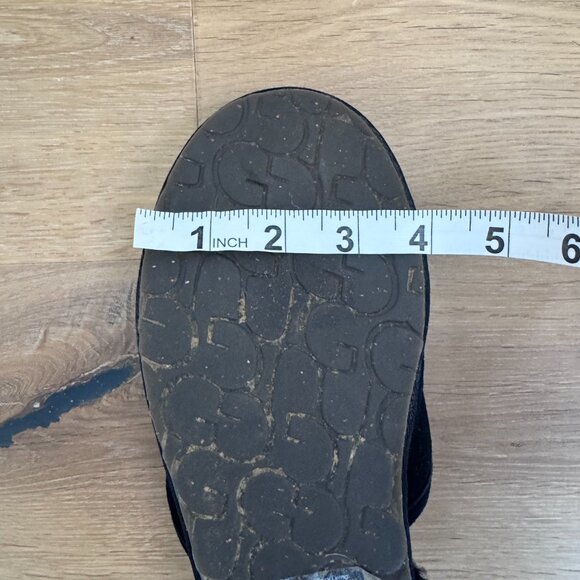 UGG Pearle Slip On Slippers Women’s Size 6 Black Suede Sheepskin Cozy 1115139 - Picture 6 of 8